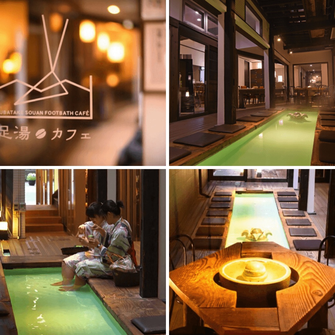 You should try the Yubatake Souan Ashiyu Cafe where you can enjoy Japanese sweets or coffee / tea while bathing your feet into the Kusatsu Onsen!